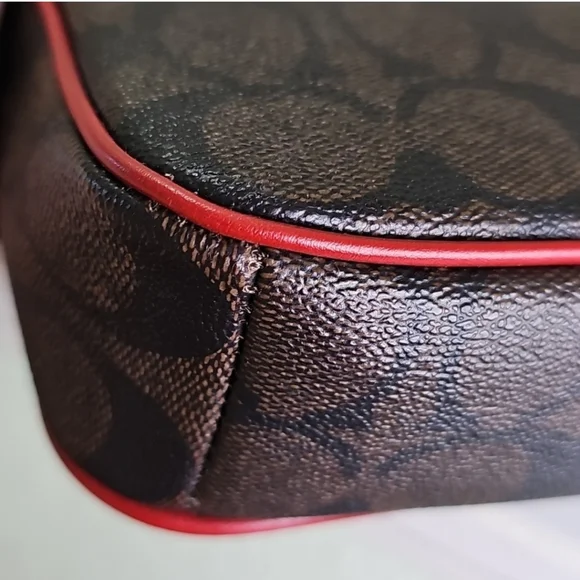 COACH C3308 Red/Gold Nolita 19 In Signature Canvas Excellent Like New Condition - Picture 5 of 5